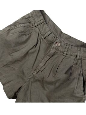 Free People Olive-Taupe High Rise Pleated Shorts